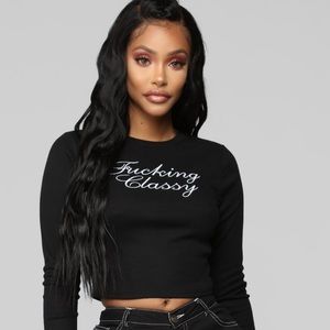 Black Fashion Nova Graphic Long Sleeve Crop Tee